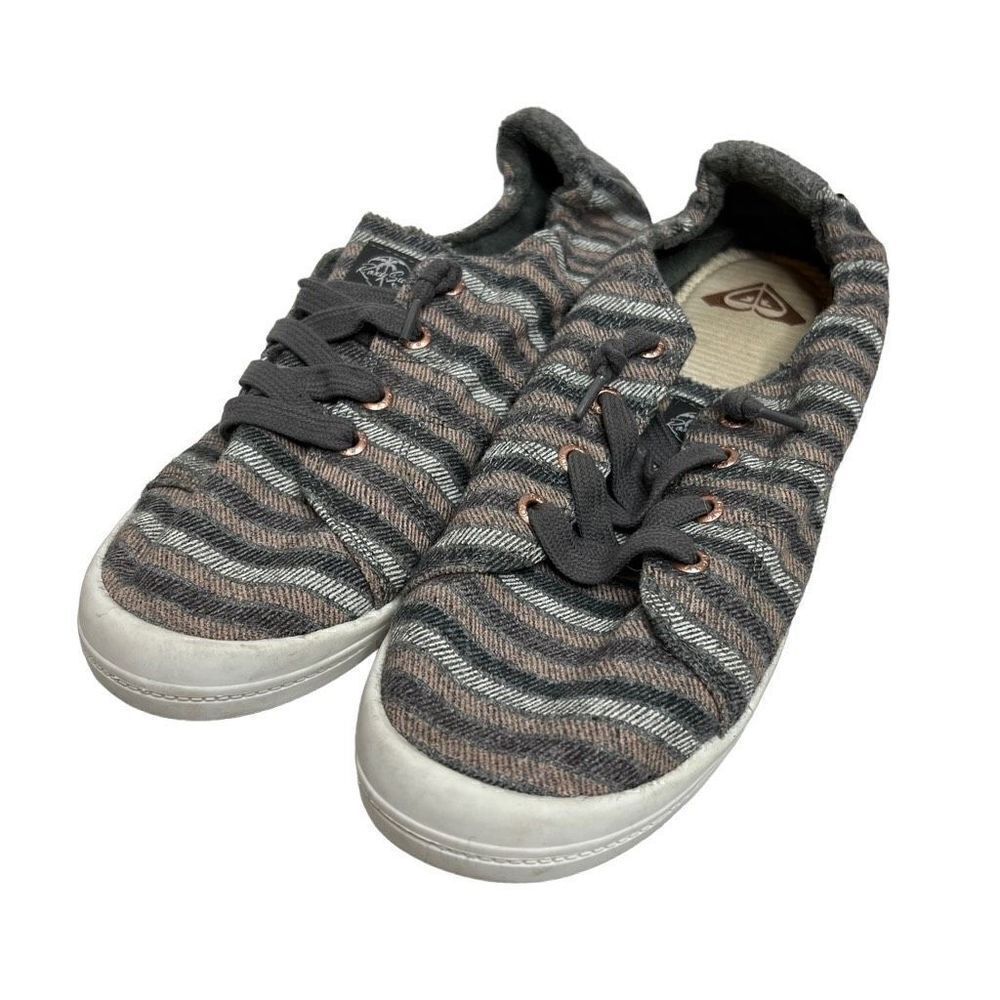 Roxy gray bay shore III striped slip on sneakers size 11